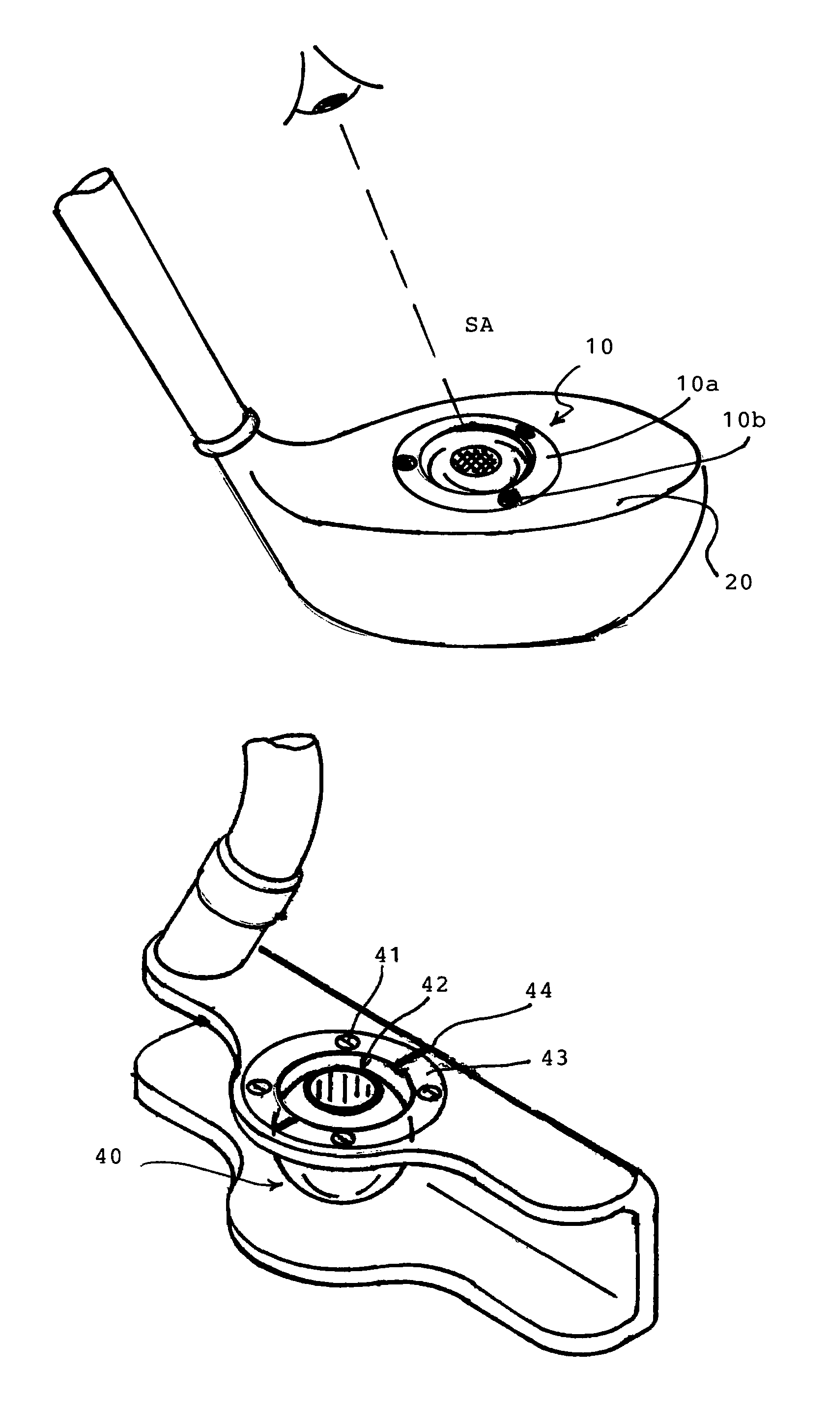 Gold club with customizable alignment sighting and weighting device