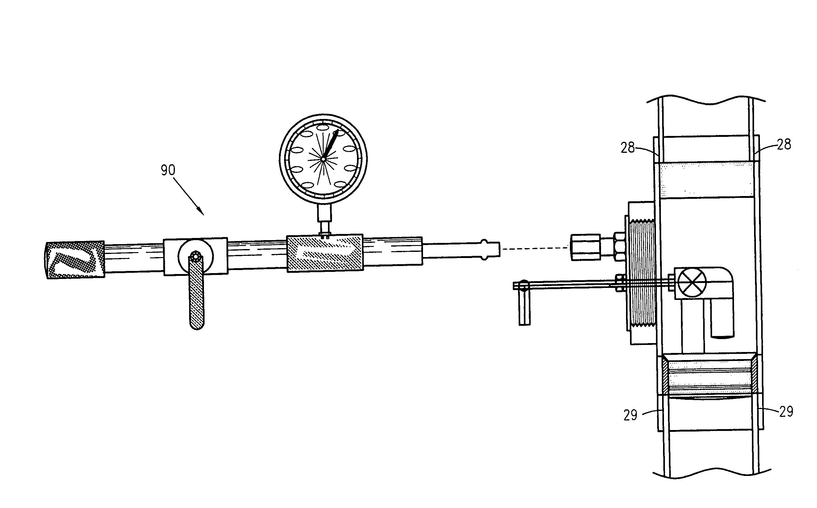 Testing device for testing a drainage system for leaks