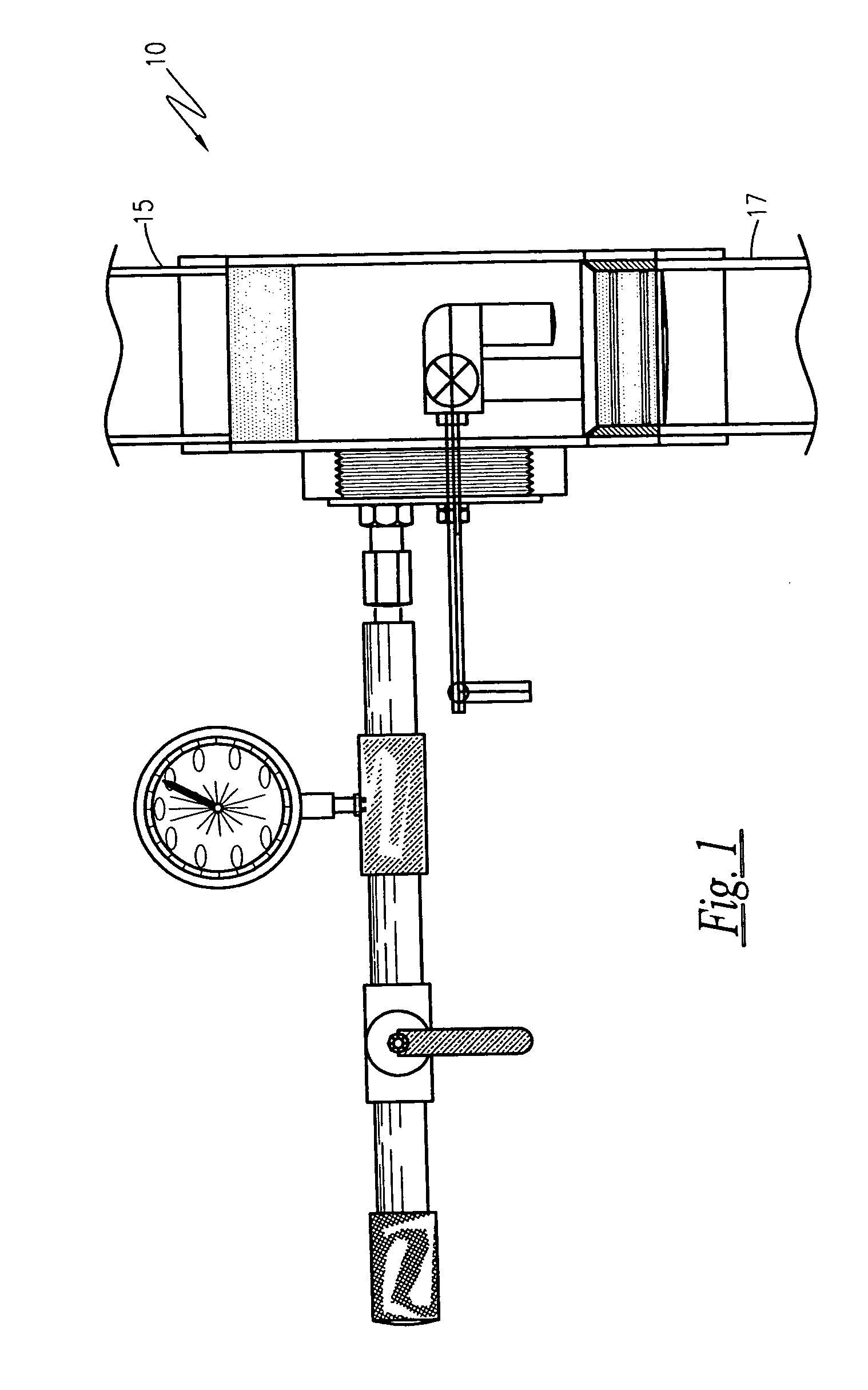 Testing device for testing a drainage system for leaks