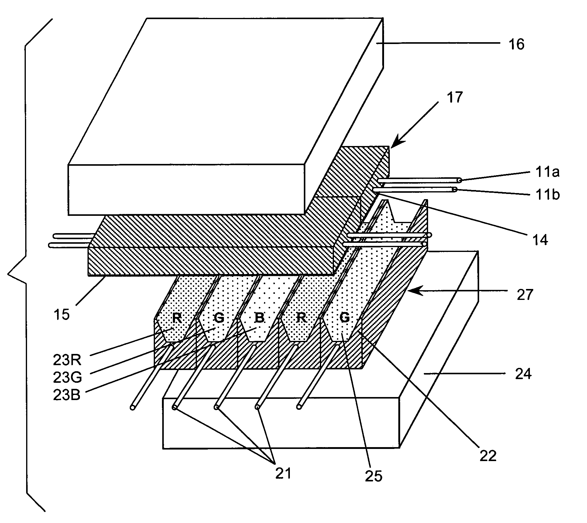 Fiber-based displays containing lenses and methods of making same