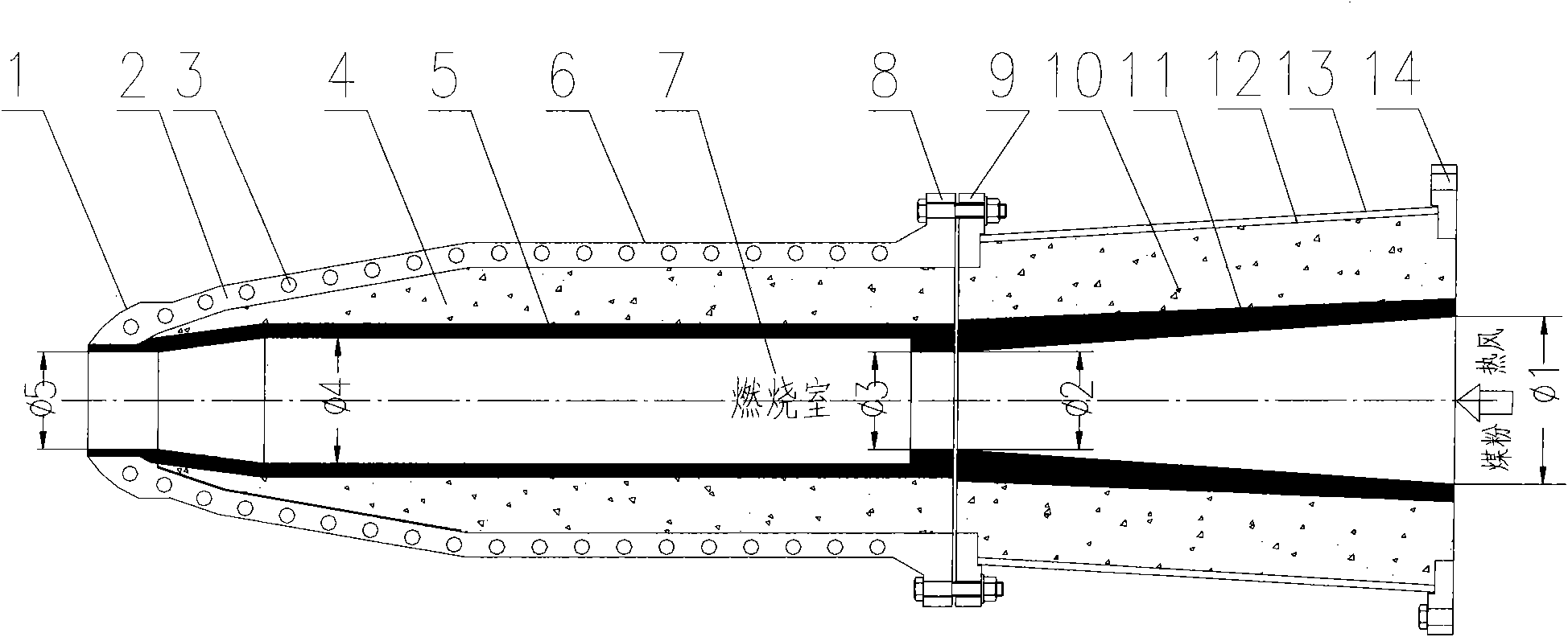 Belly pipe with pulverized coal burning function