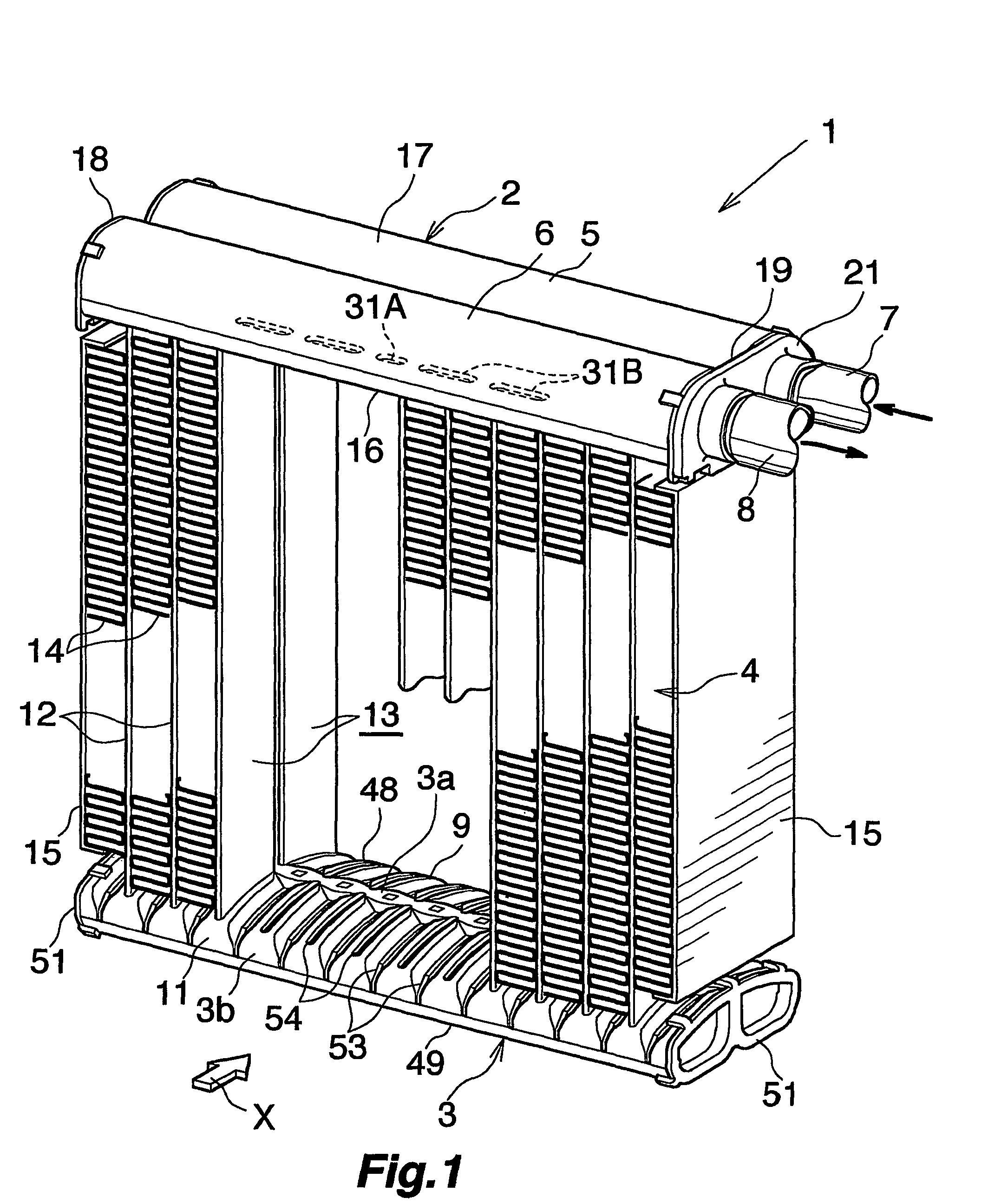 Evaporator and process for fabricating same