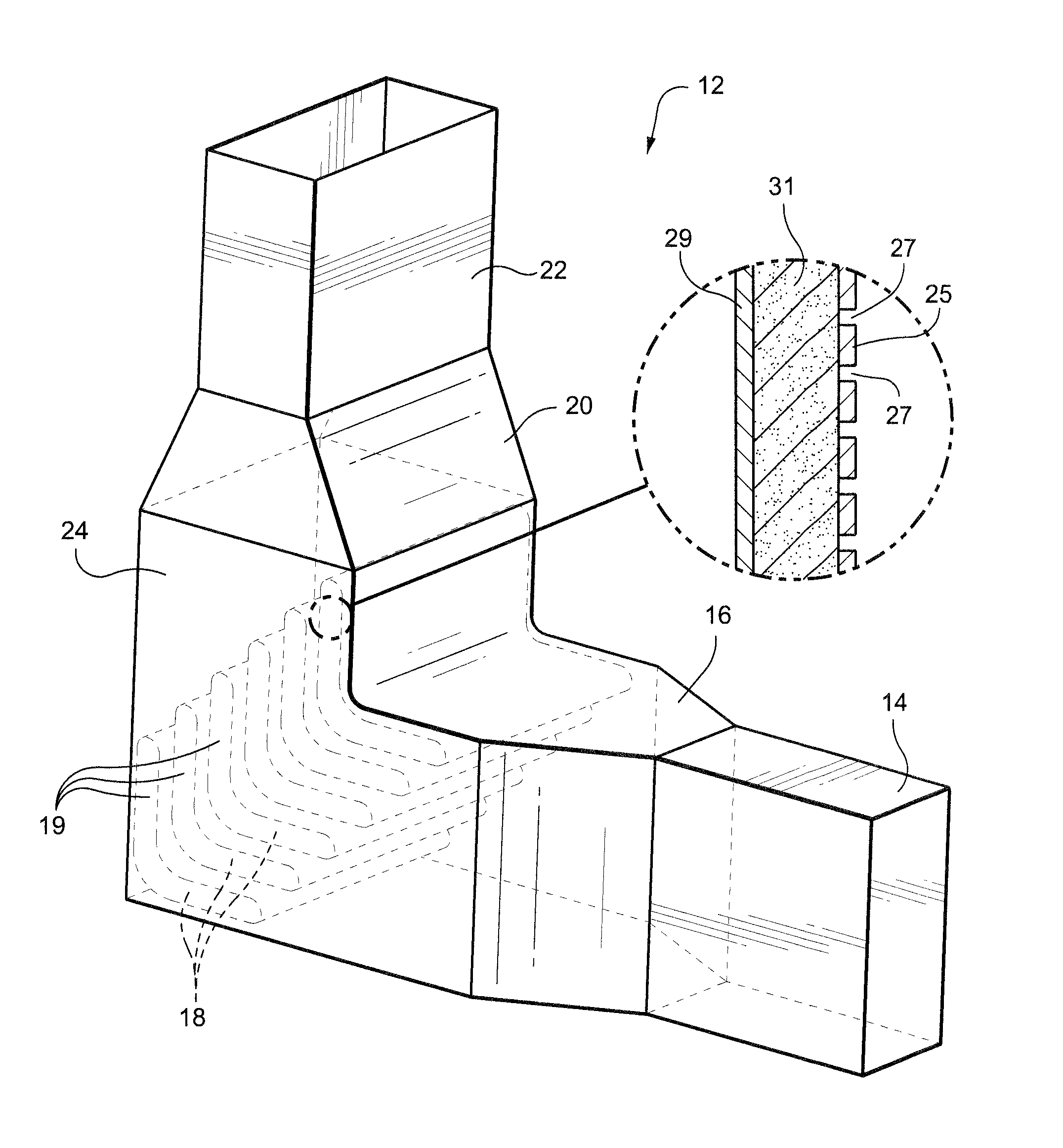 Vane type silencers in elbow for gas turbine