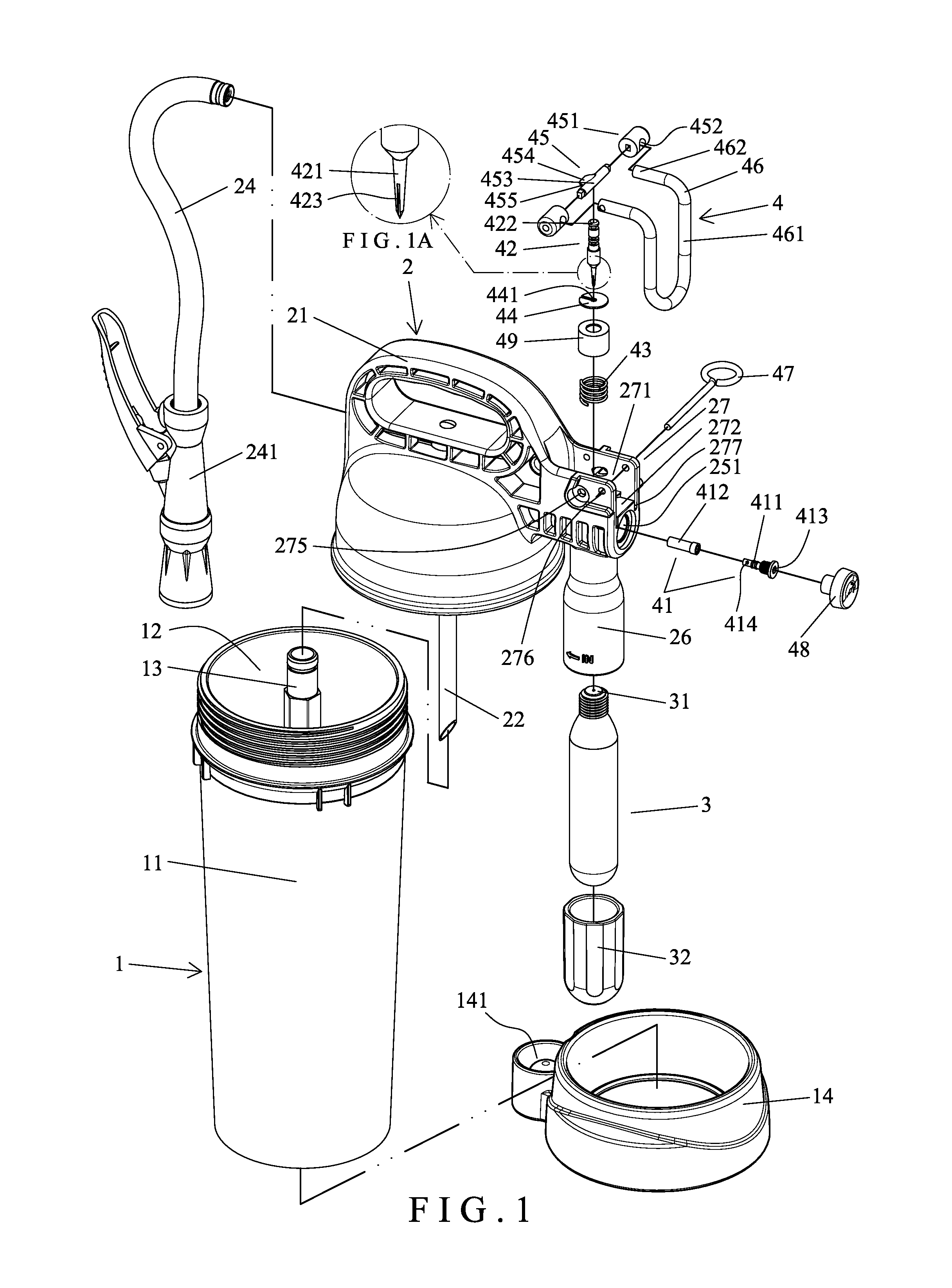 Gas inlet structure for a fire extinguisher