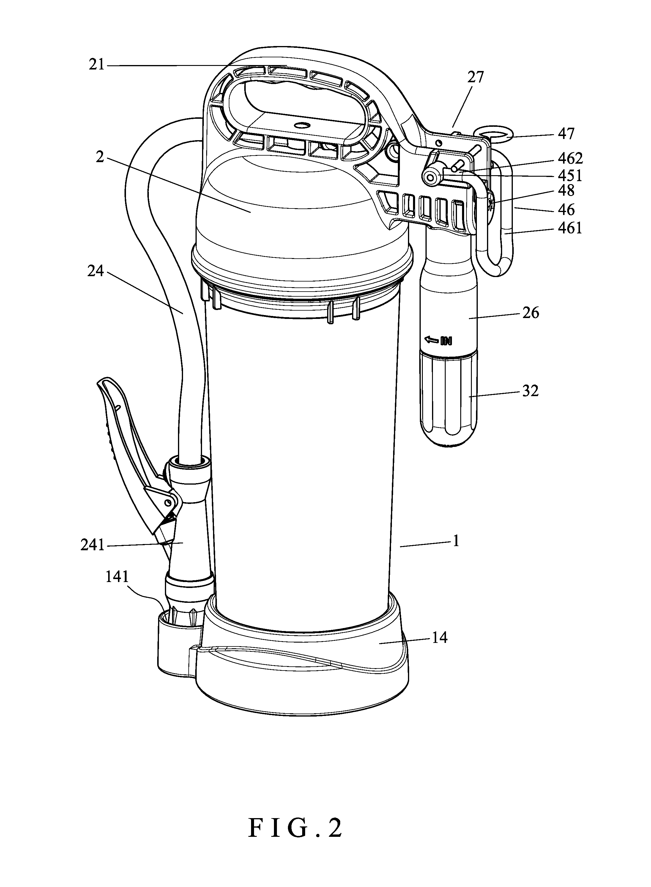 Gas inlet structure for a fire extinguisher