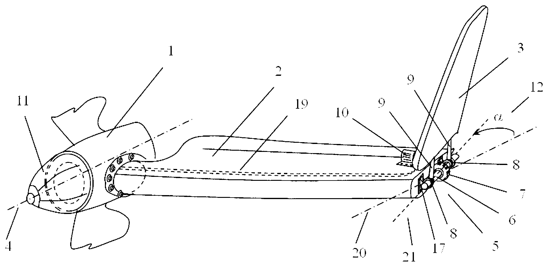 Two-sectional inclined folding blade device for large wind-driven generator