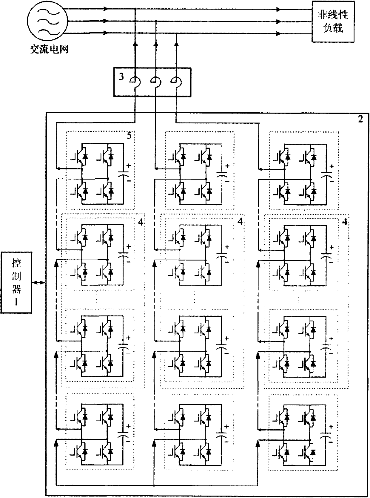 Chained active power filter differentiation control method