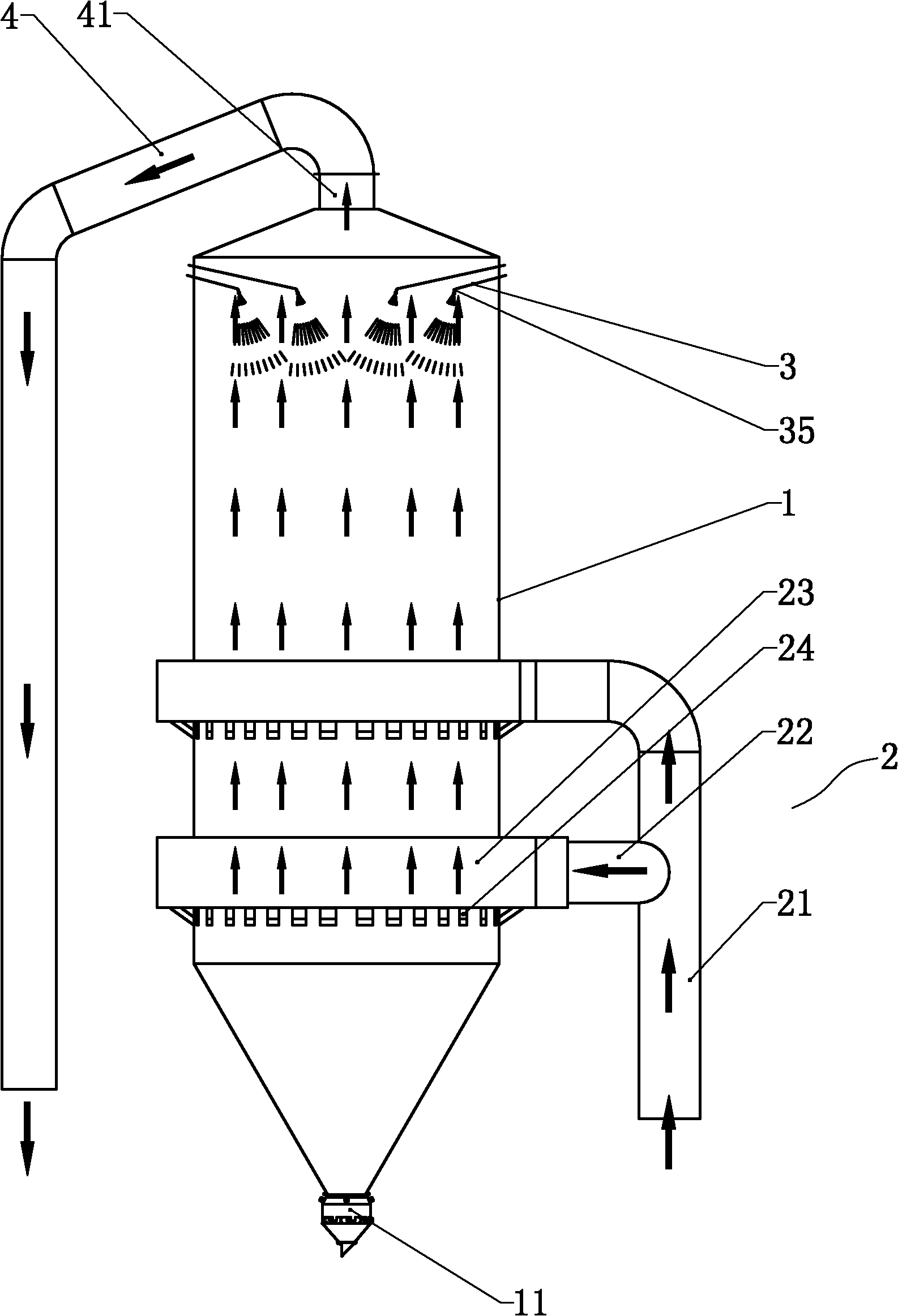 Spray drying tower for preparing powder