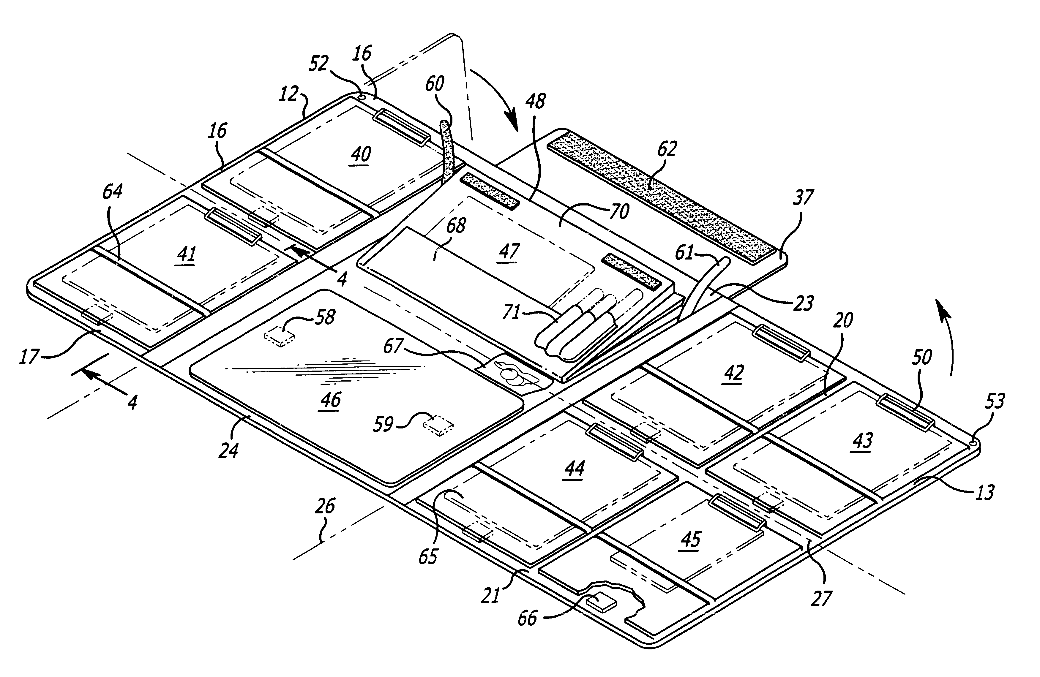 Folding portfolio organizer