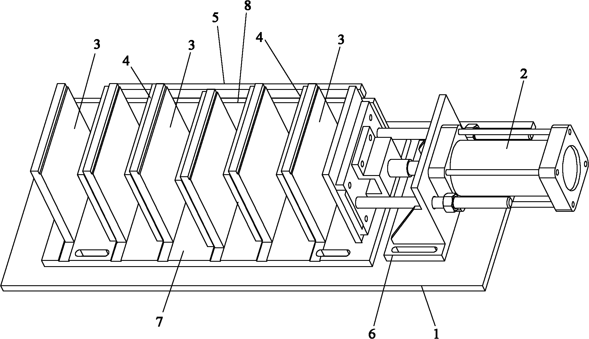 Compression welding device of polar group of battery