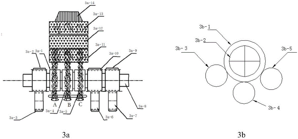 Rotor spinning method and device adopting three-cotton-sliver asynchronous input and multi-stage carding