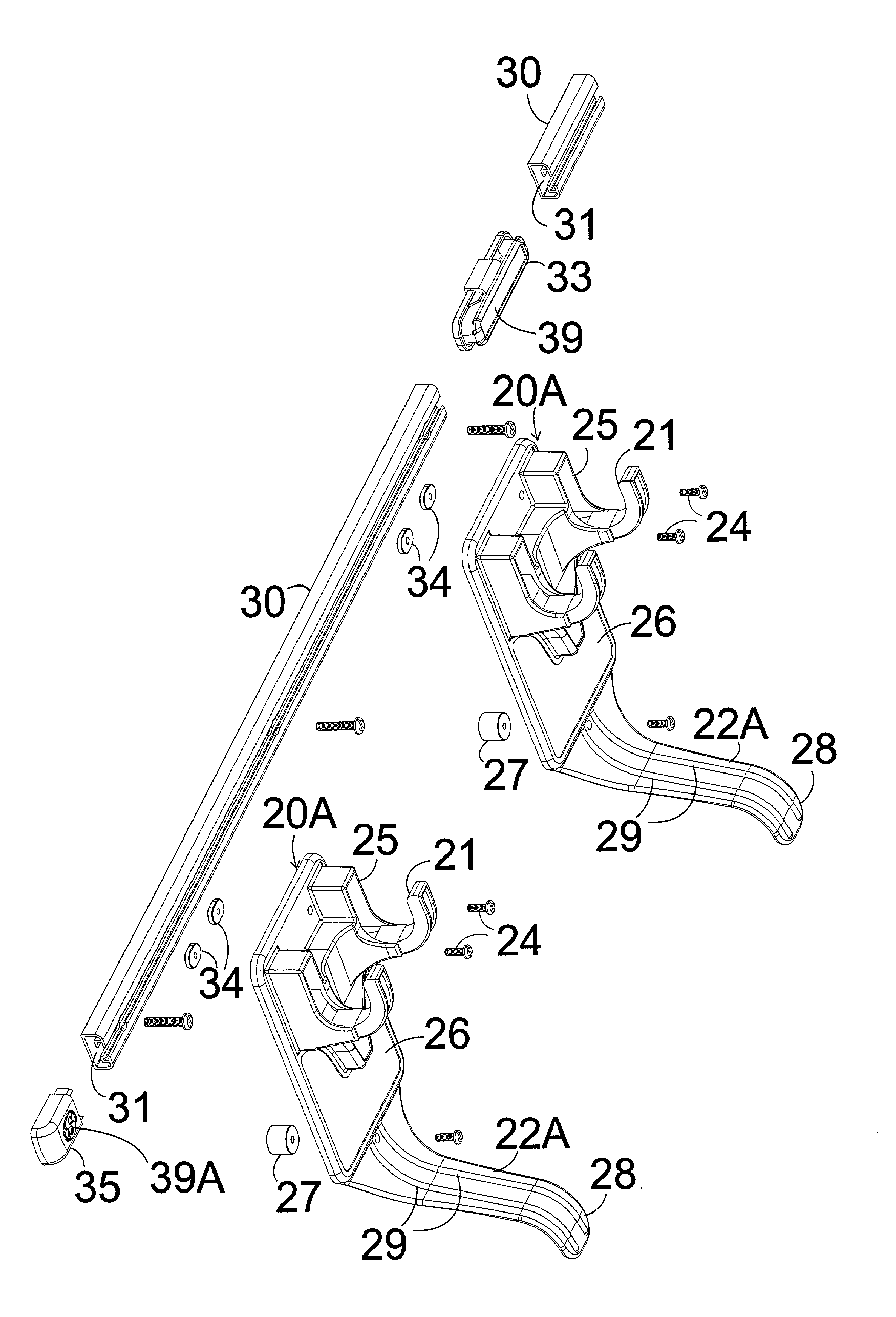 Wall hanger and spacer for skateboards and scooters