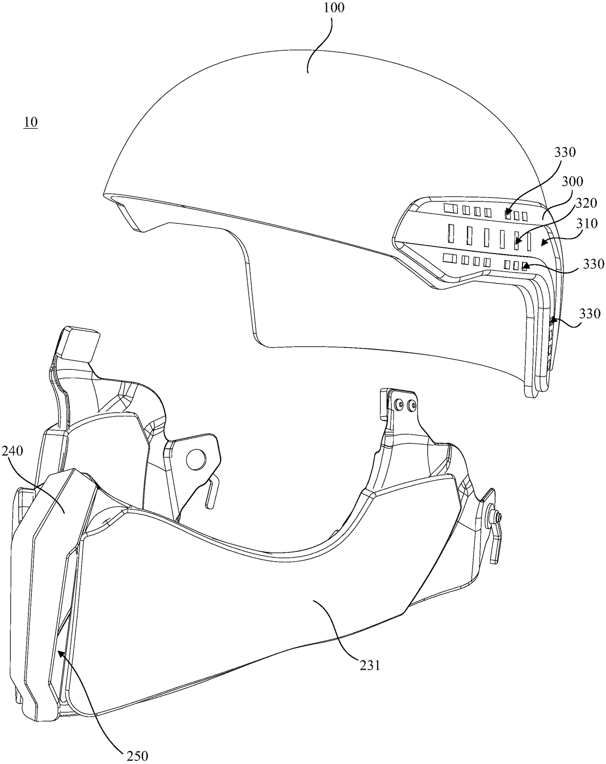 Bulletproof helmet and face mask thereof