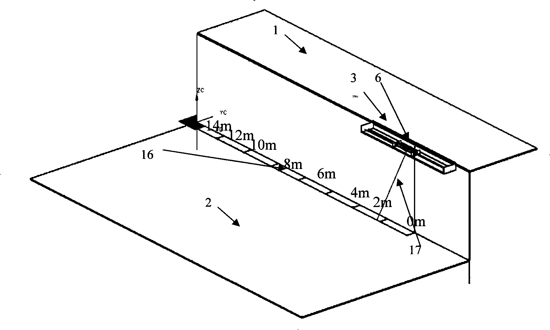 One-dimensional anchoring rope and vertical tube dynamic characteristics test device