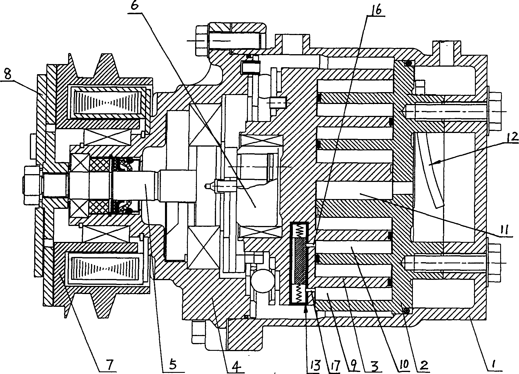 Centrifugal force control type variable displacement vortex type compressor