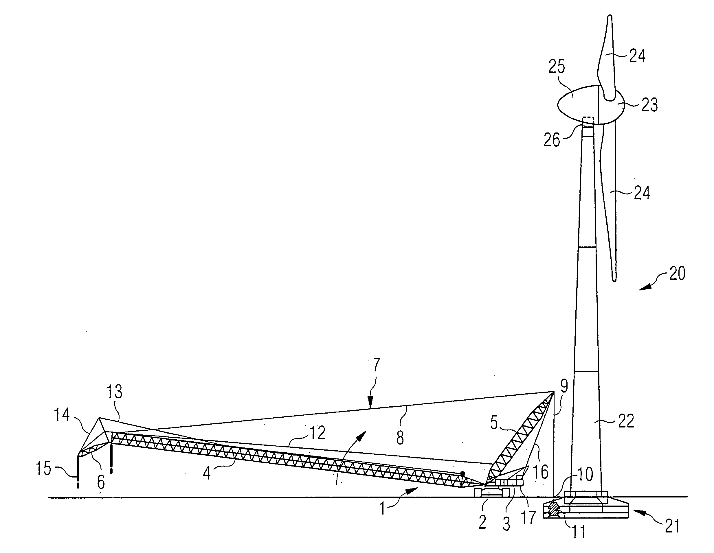 Mobile crane with stationary counterweight