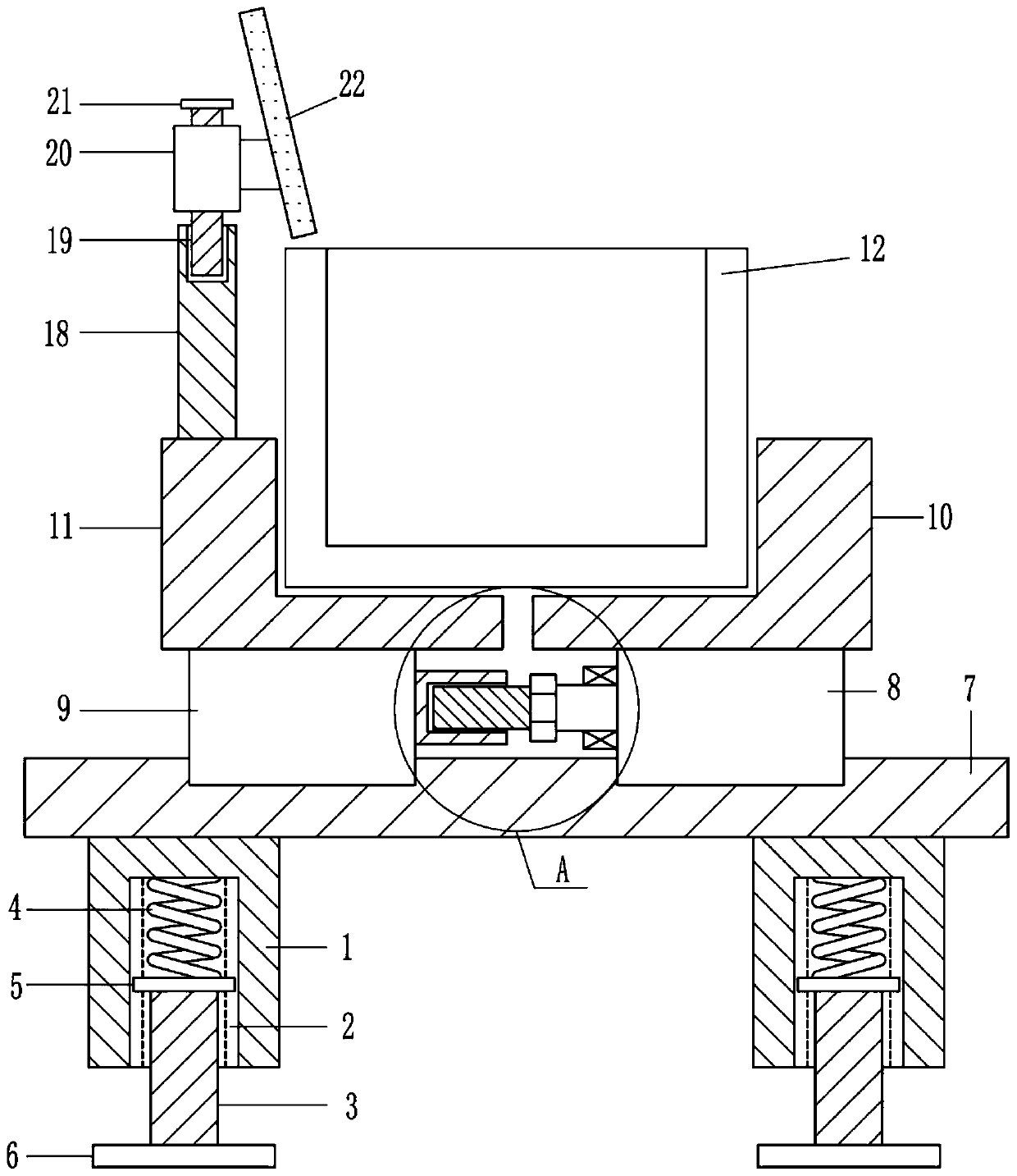 A pouring mold placement device for iron and steel manufacturing