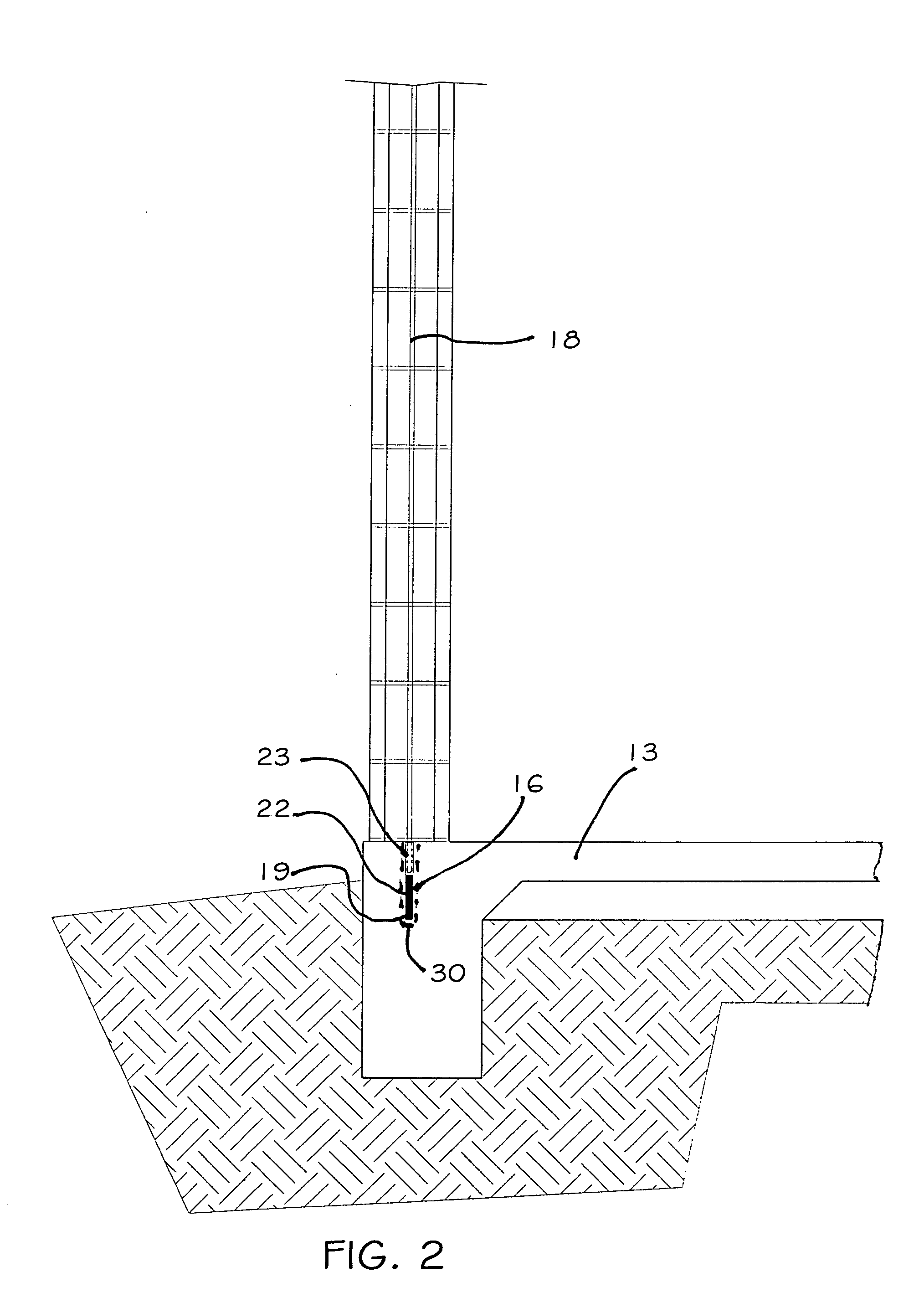 Masonry wall tension device and method for installing same