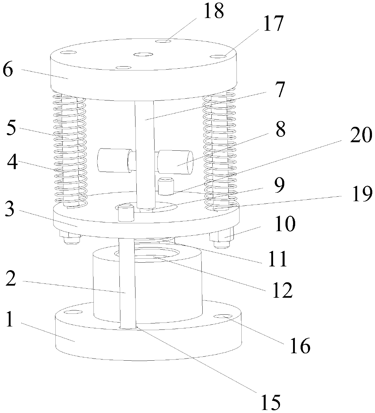 Titanium alloy foil miniature piece ultrasonic vibration rubber forming device and forming method