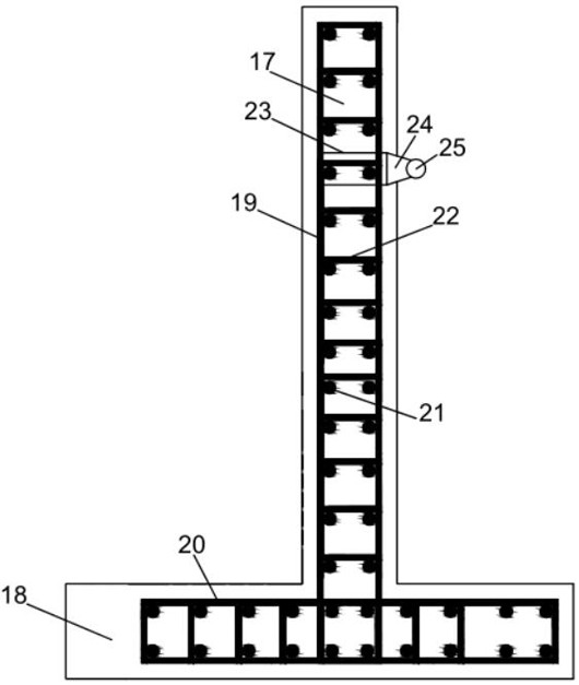 Concrete retaining wall structure with energy dissipation and shock absorption functions