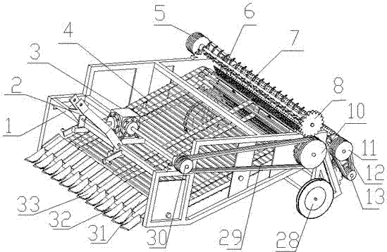 Rhizomatic traditional Chinese medicine harvester having soil rolling and removing function