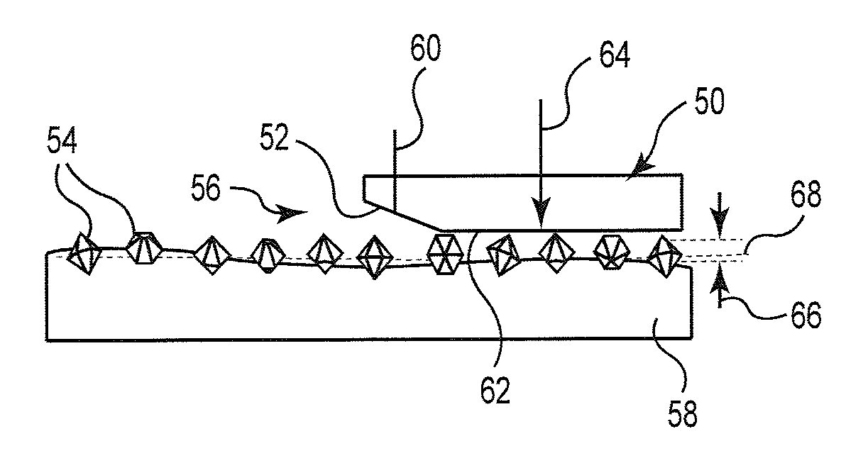 Dressing bar for embedding abrasive particles into substrates