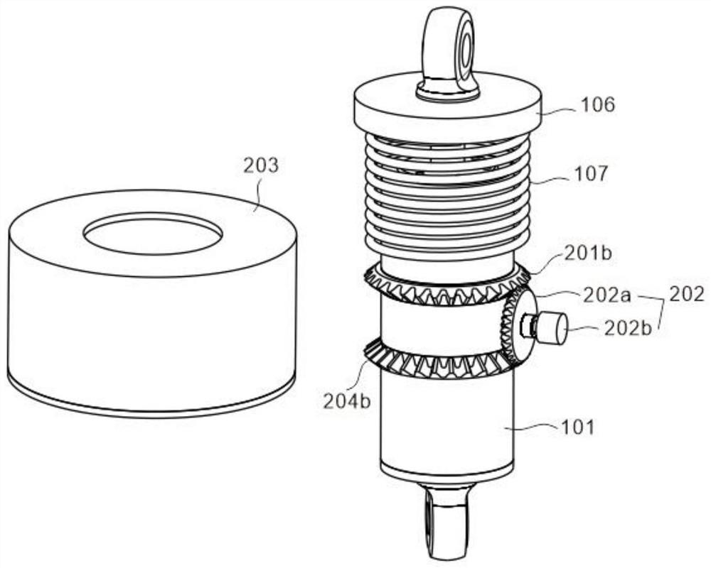 Hydraulic damping device for truck suspension