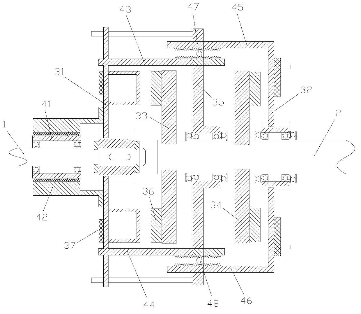 Speed-adjustable magnetic eddy current shaft coupling