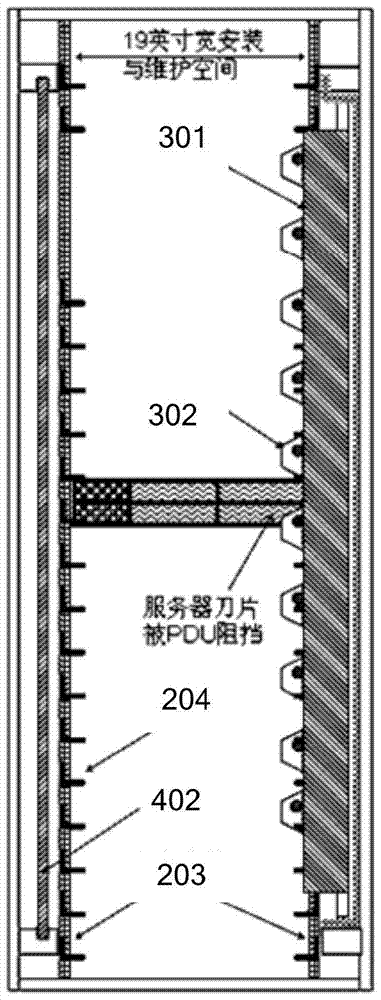 Method and cabinet for preventing power distribution pdu from encroaching on server cabinet maintenance space