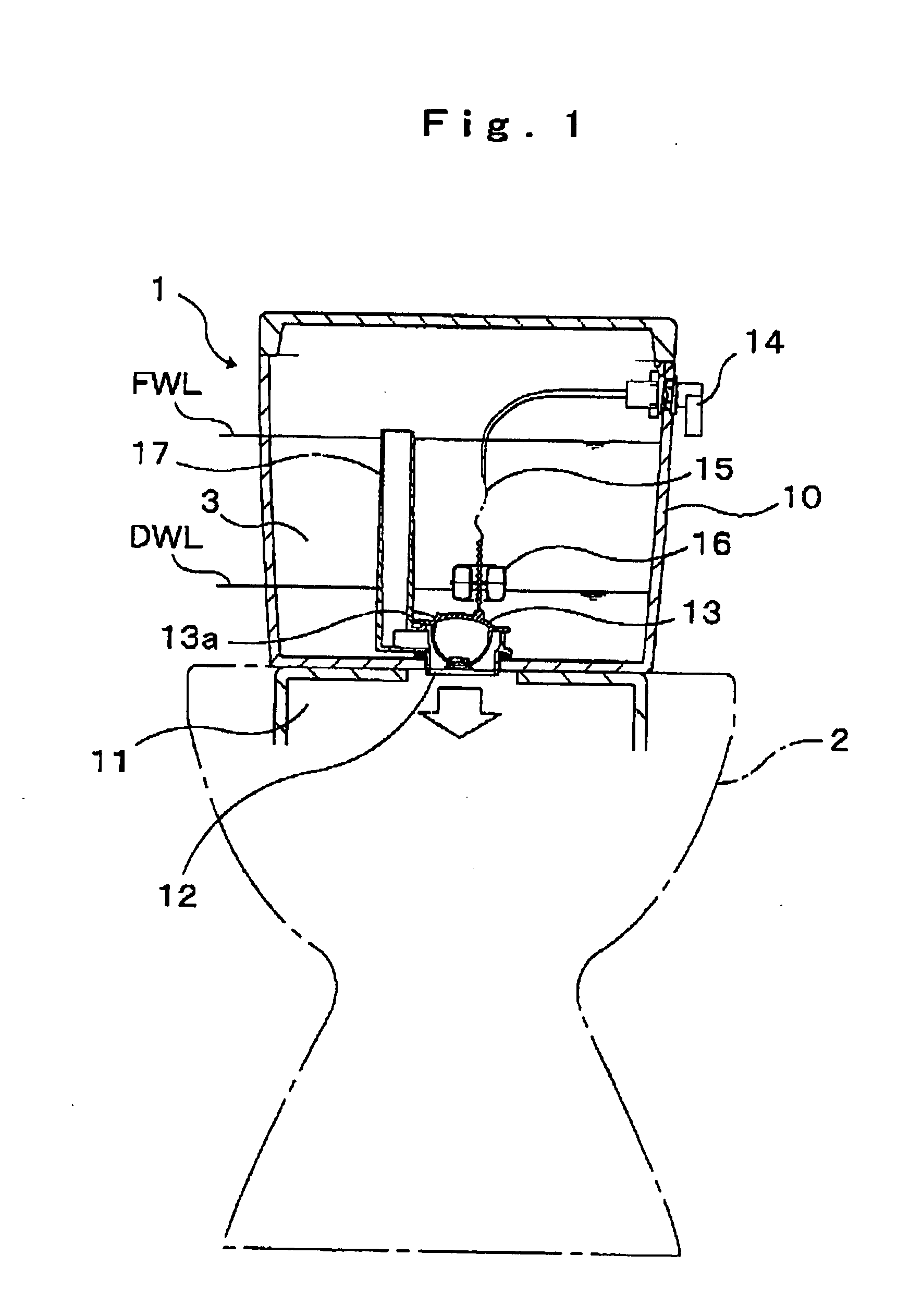 Toilet bowl flushing water tank device