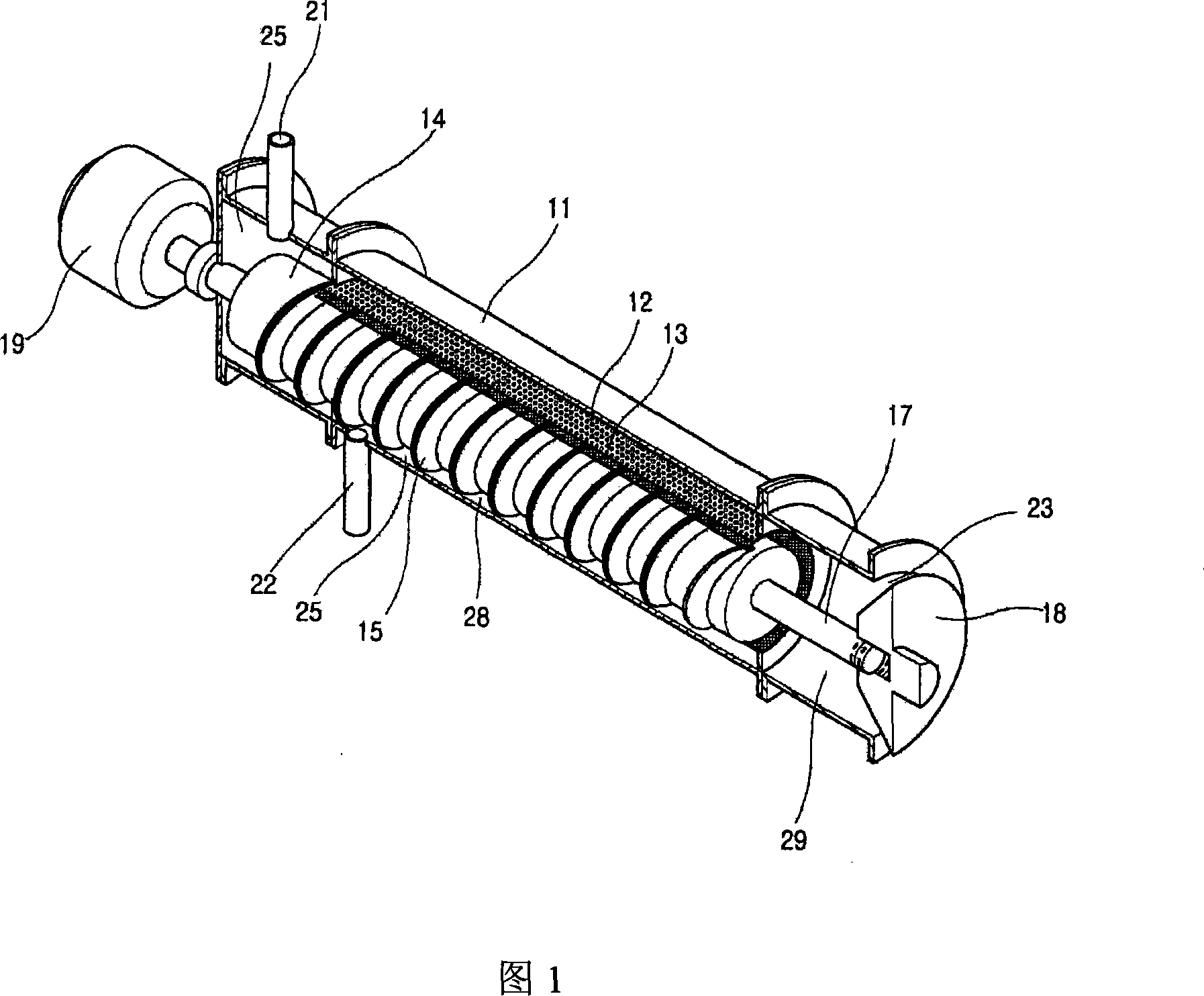 A screw press type filter for wastewater treatment