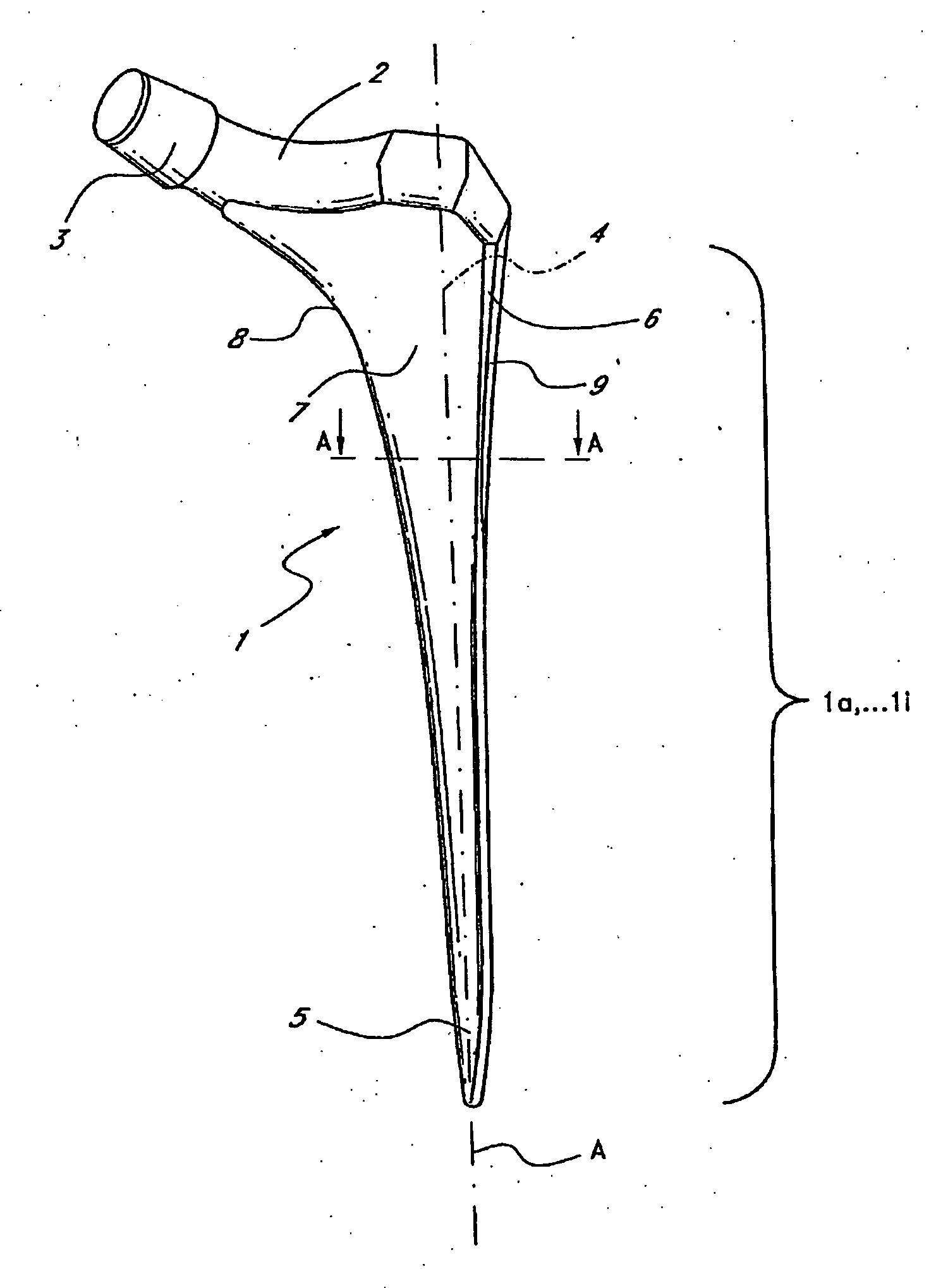 Leaflike shaft of a hip-joint prosthesis for anchoring in the femur