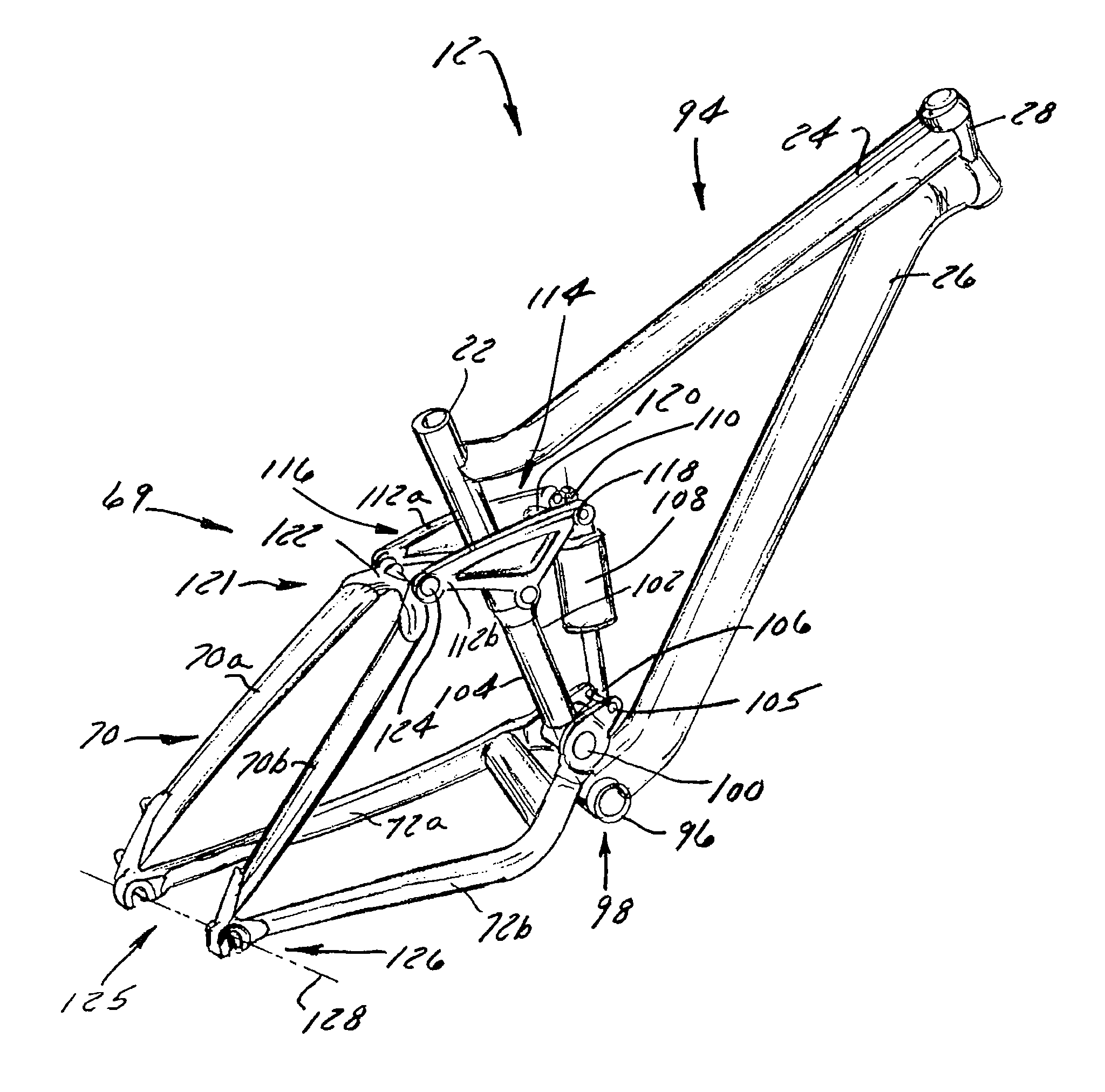 Bicycle rear wheel suspension system