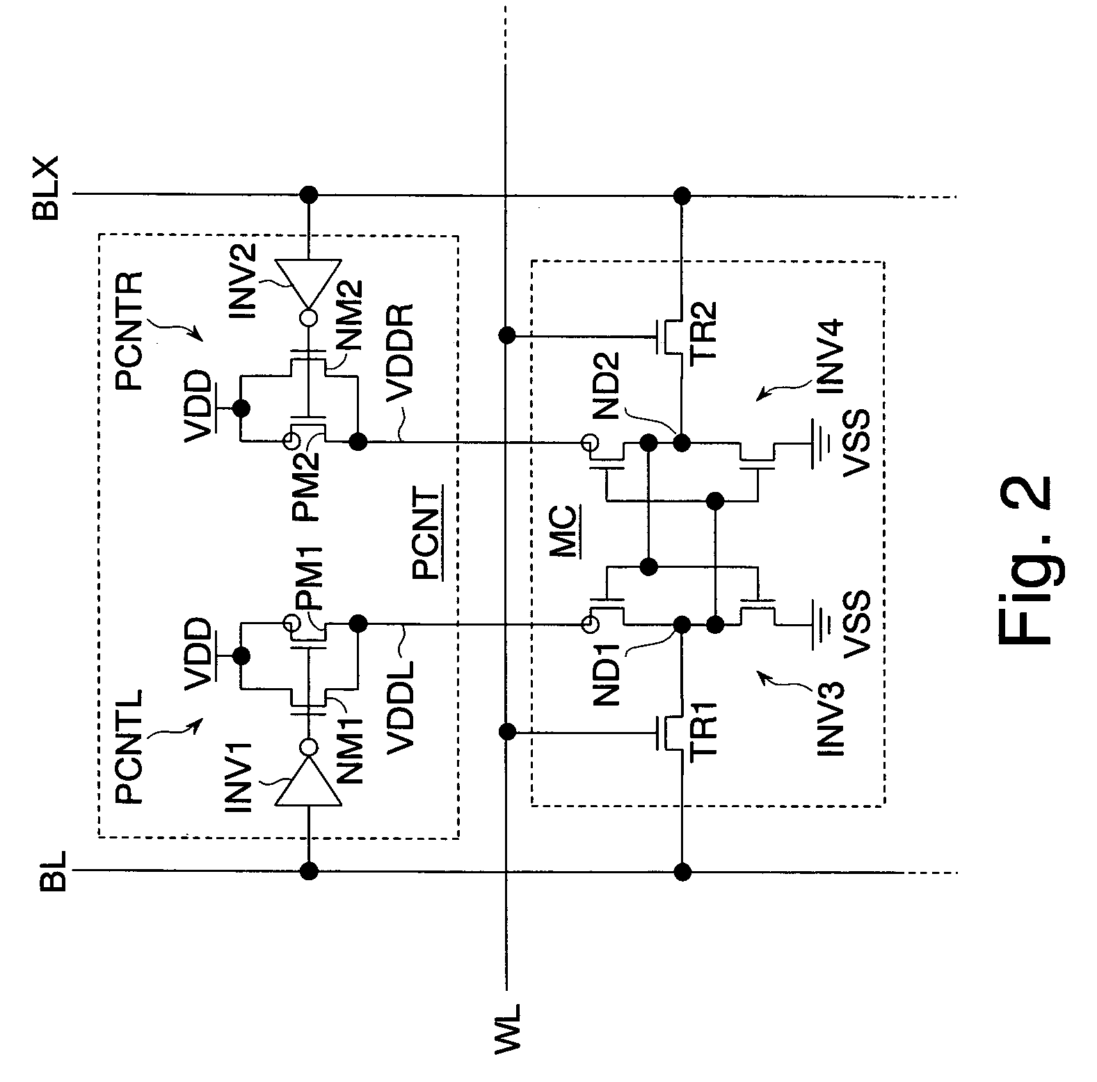 Write margin of SRAM cells improved by controlling power supply voltages to the inverters via corresponding bit lines