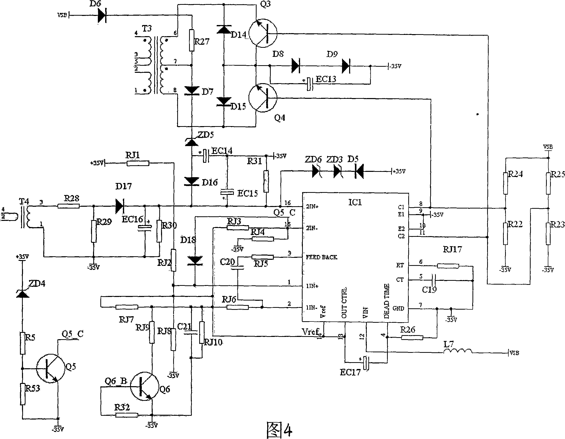 Power consumption measuring and control method for sound system switch power source as well as special device thereof