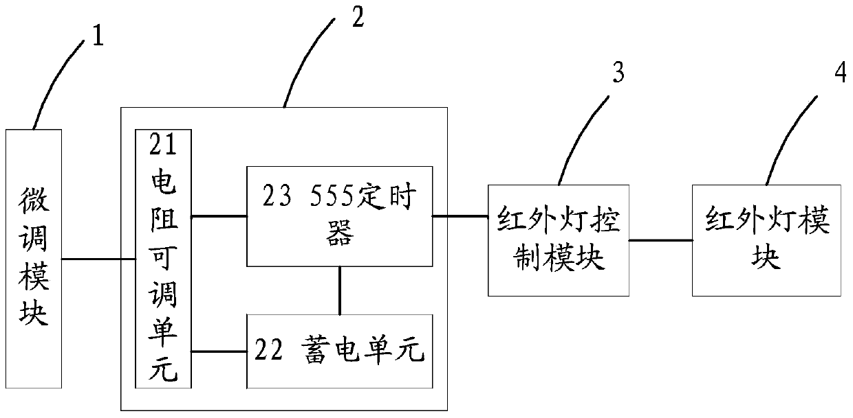 Infrared lamp control module on basis of 555 timer and infrared camera