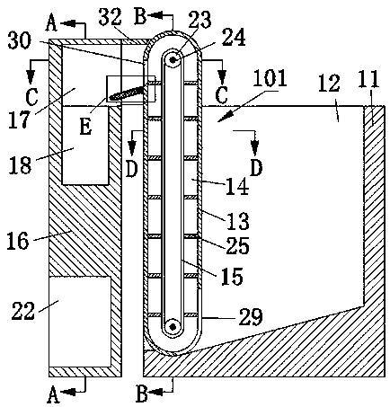 A device for collecting and compressing waste at the bottom of a machine tool