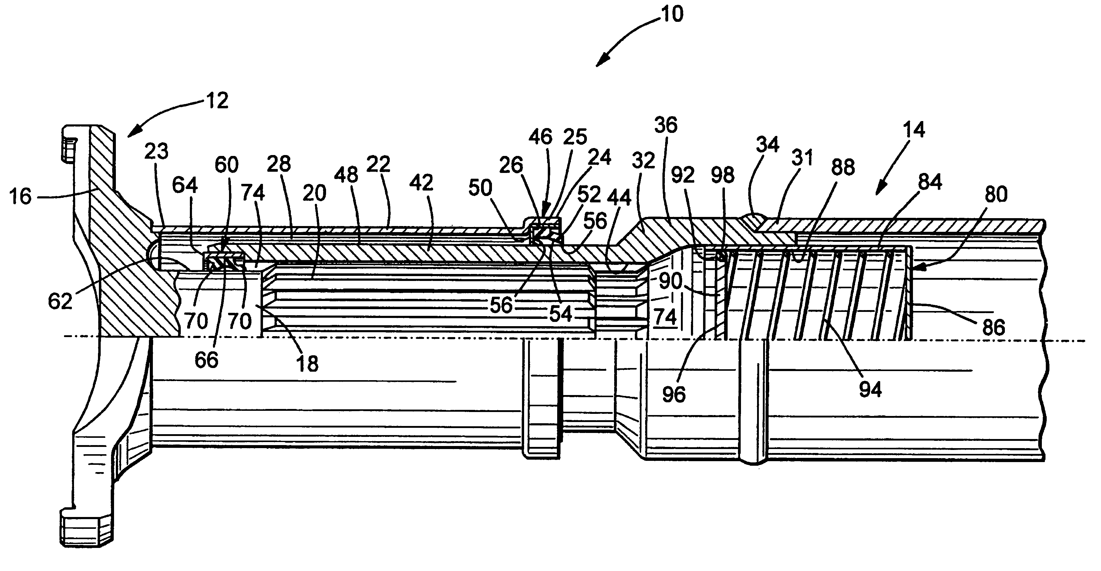 Pressure regulator assembly for use with a slip joint in a driveshaft assembly