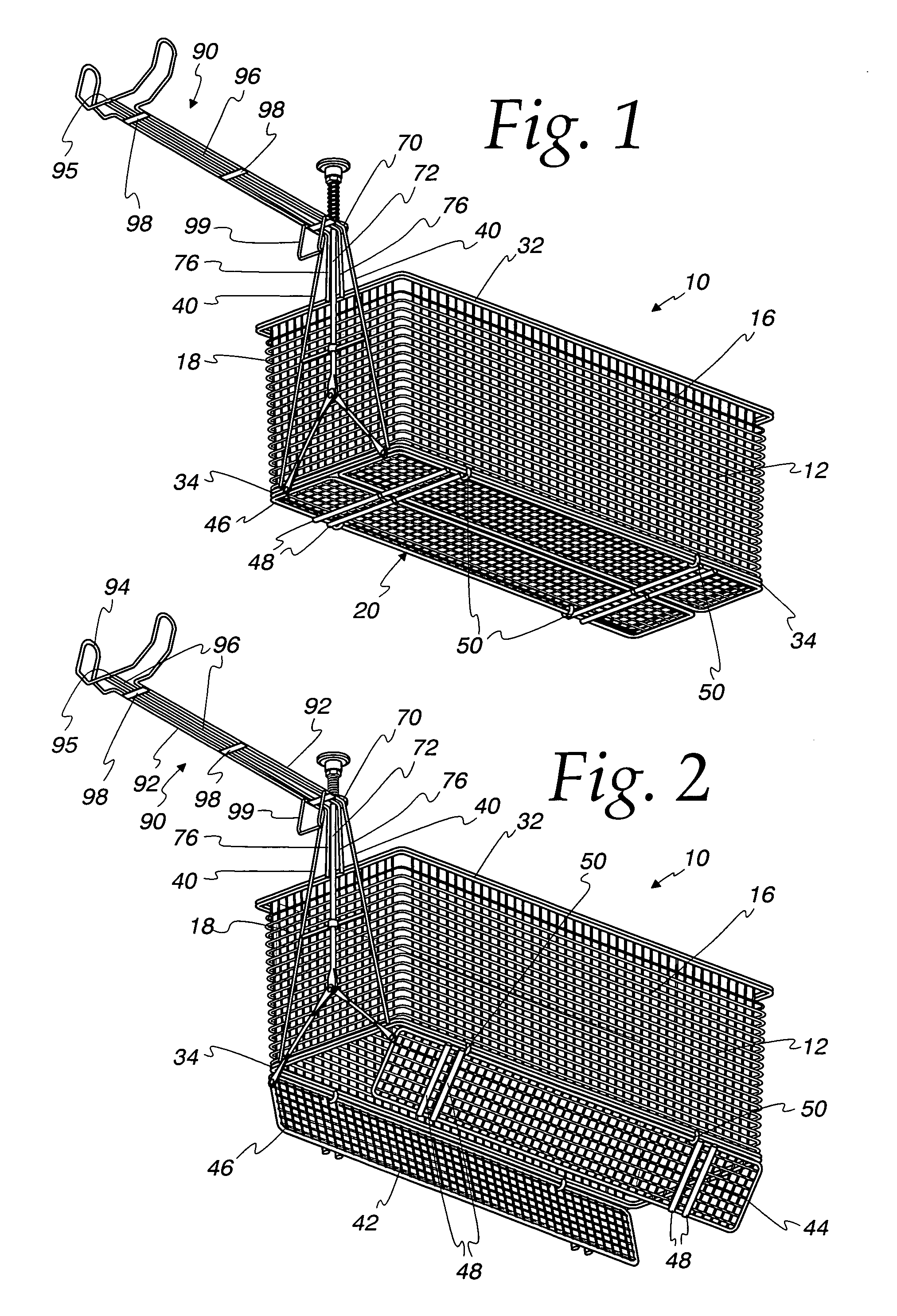 Fry basket for processing of bulk food items and method