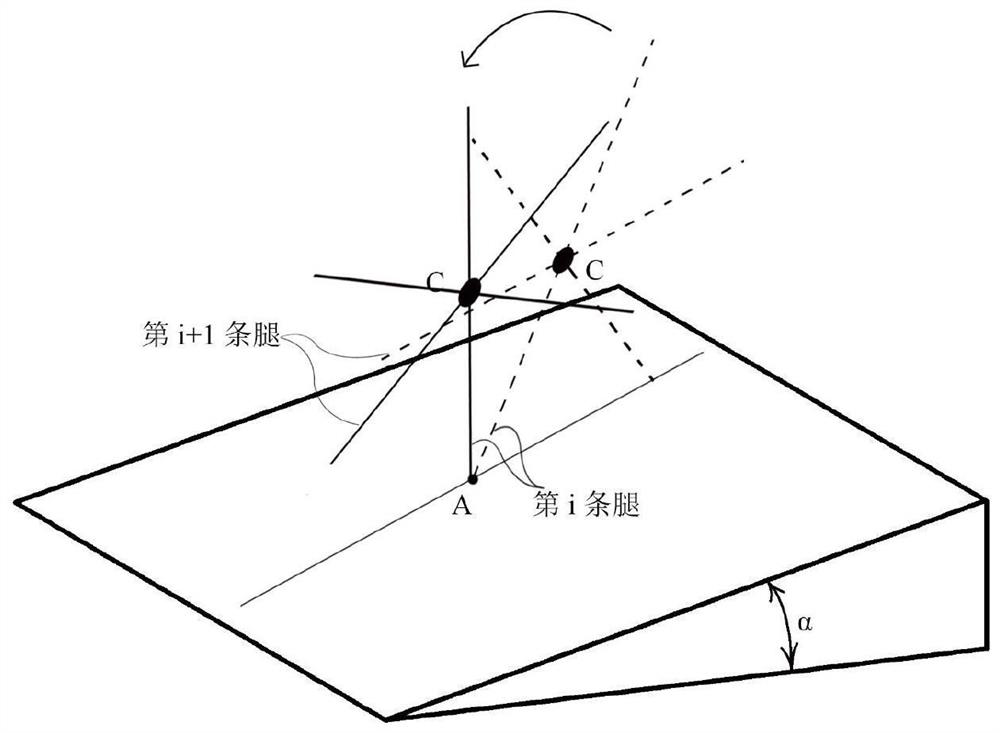 Method for analyzing motion behavior and stability of planar single-wheel rimless wheel on spatial slope