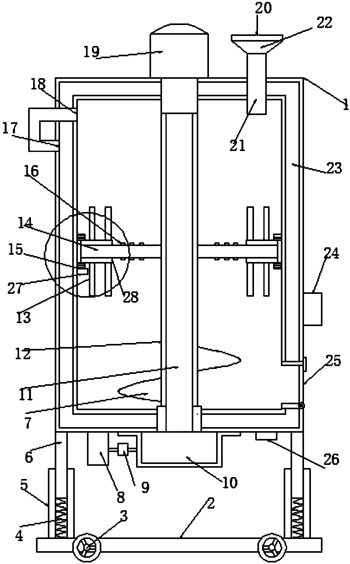 Dual-mixing stirring device for aquatic feed