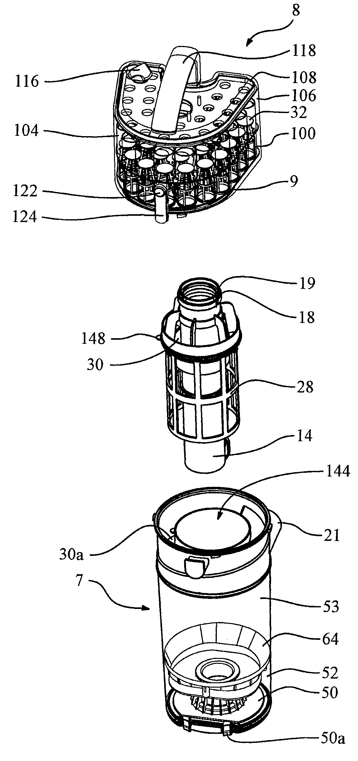 Vacuum cleaner with an illuminated interior