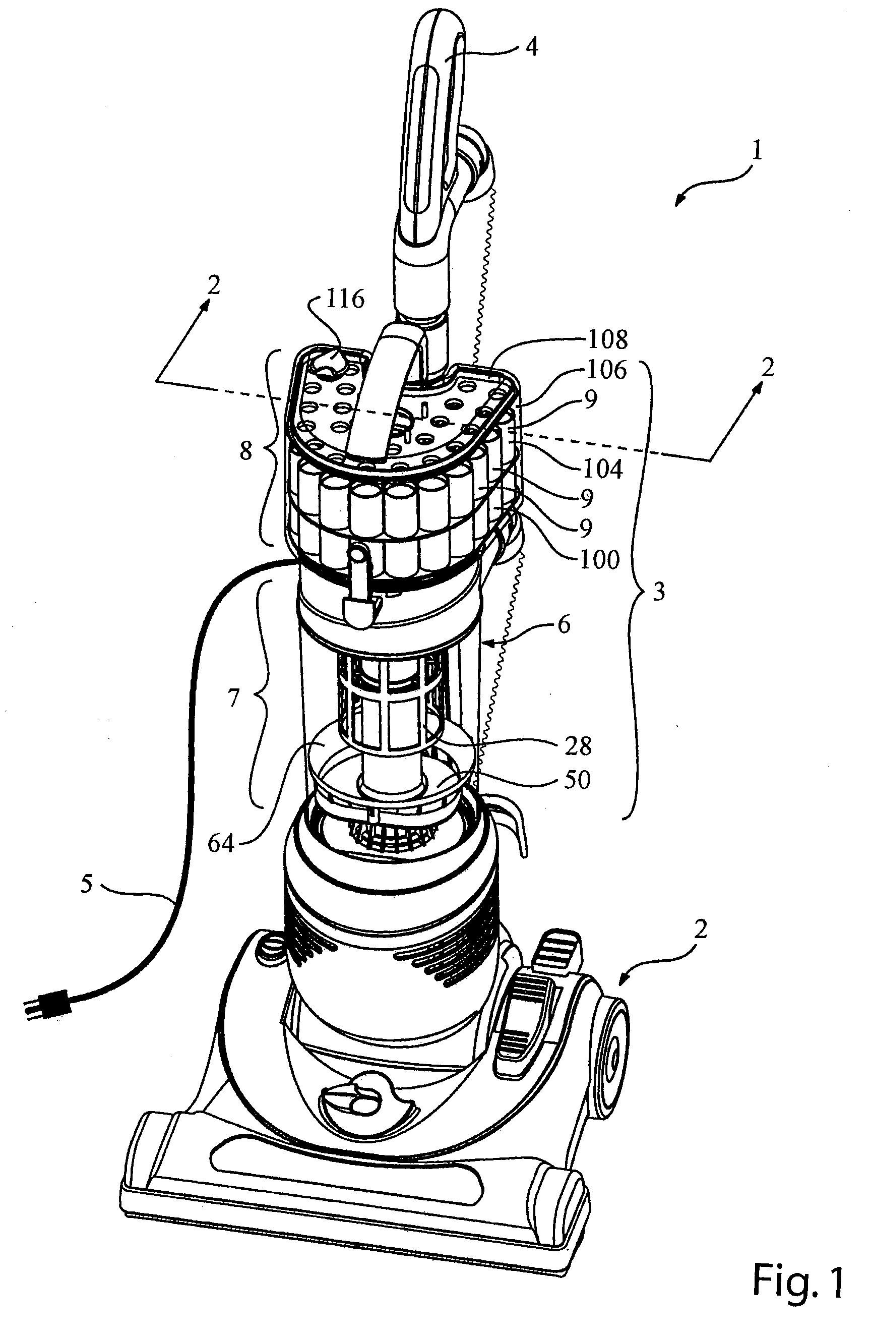 Vacuum cleaner with an illuminated interior