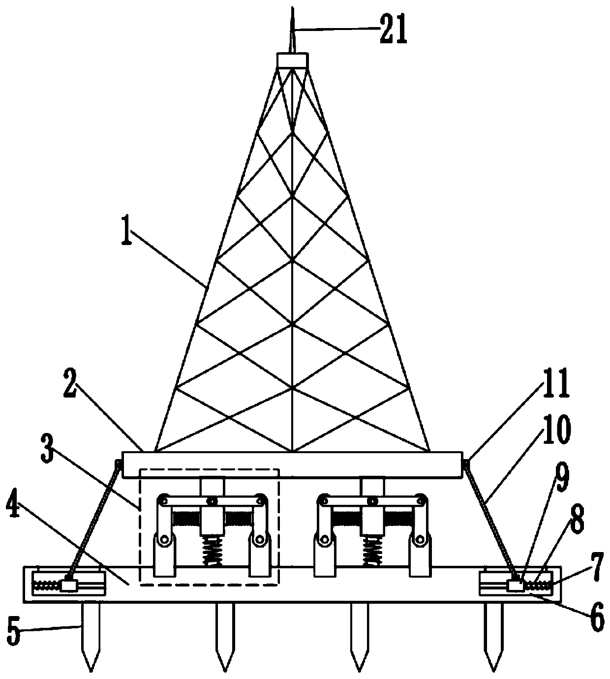 A seismic communication tower