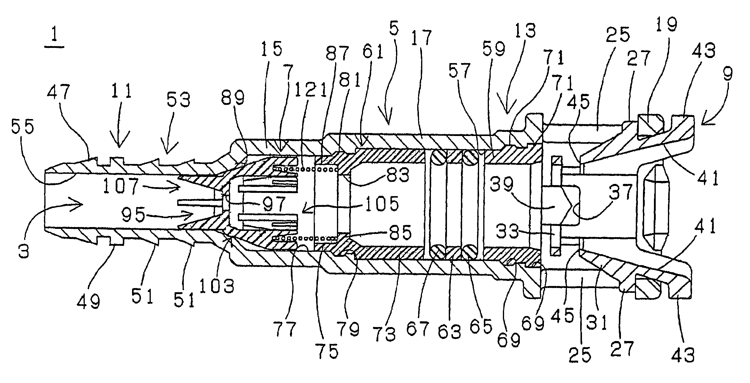 Connector equipped with a valve