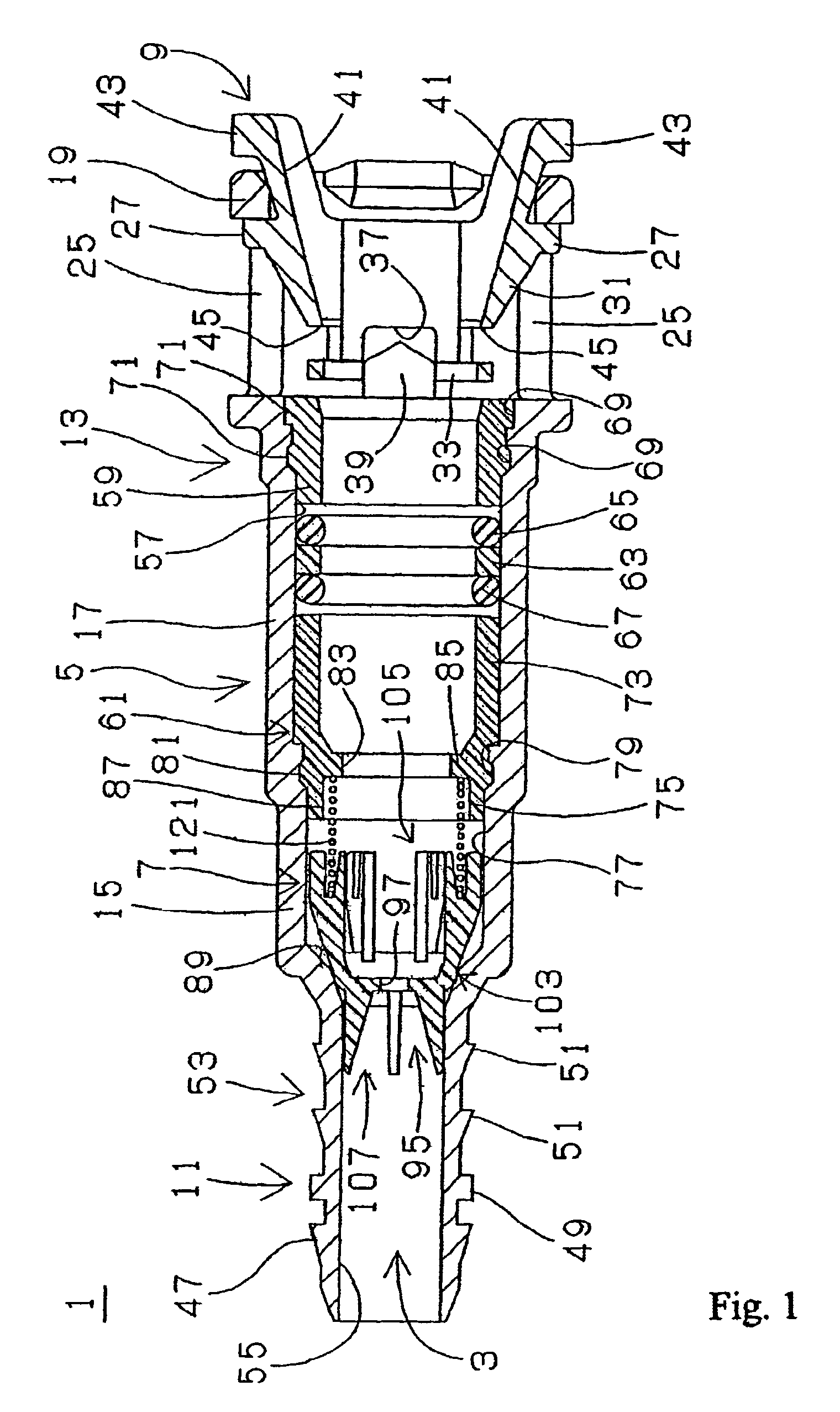 Connector equipped with a valve