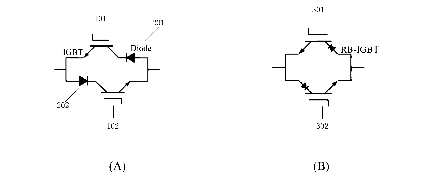 Reverse block (RB)-insulated gate bipolar transistor (IGBT) device provided with double-faced field stop with buried layers