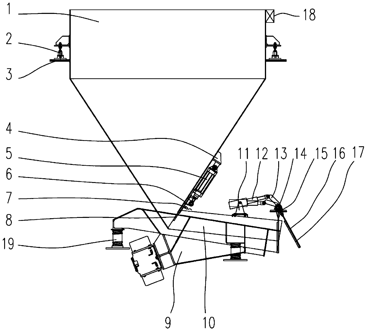 Weighing and feeding device and material processing system