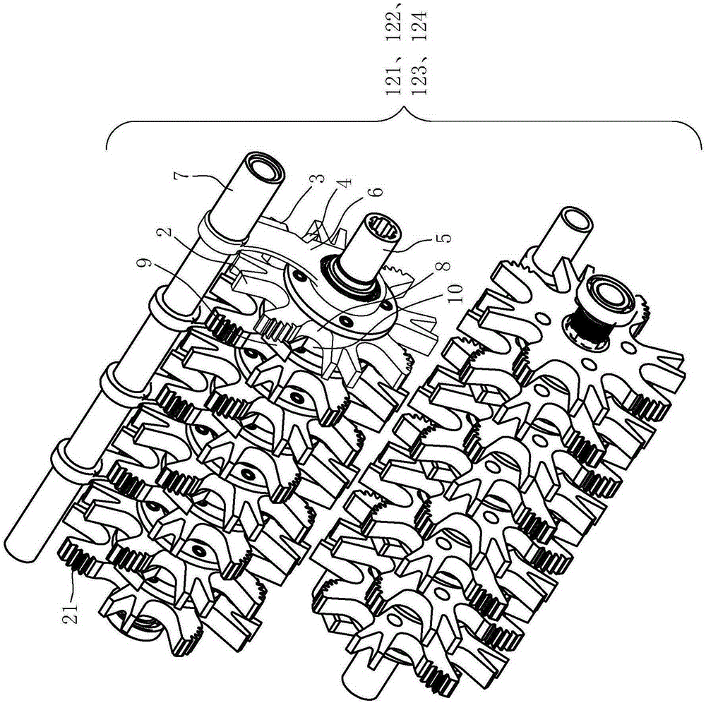 Sugarcane harvester used leaf stripping wheel assembly with anti-entanglement and shredding functions