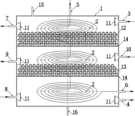 Efficient temperature stratification heat exchange energy storage water tank with internally arranged phase change thermal storage materials